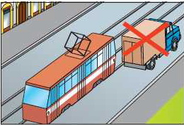 Движение трамваев 6 и 7. Остановка на трамвайных путях. Стоянка с трамвайными путями. Остановка запрещается на трамвайных путях. Парковка по над трамвайными путями.